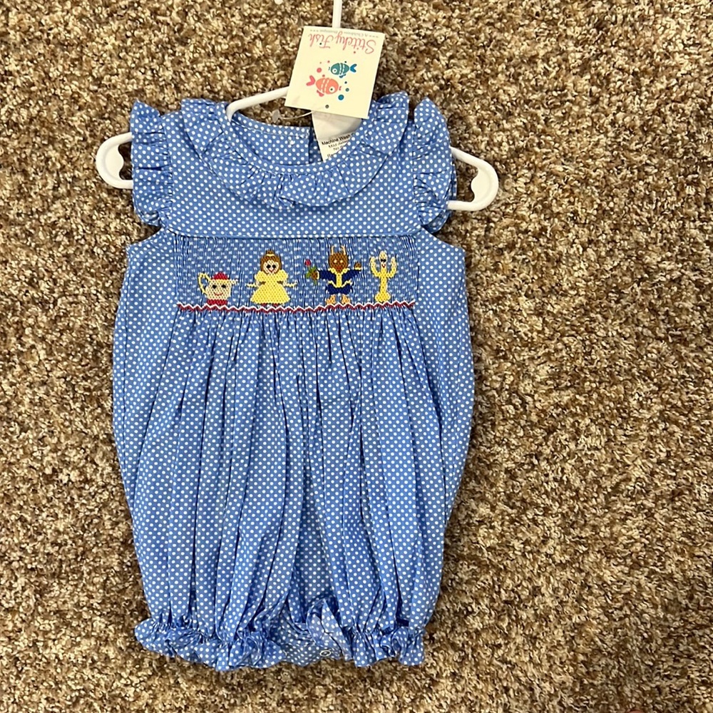 NWT Stitchy Fish smoked Beauty and the Beast Romper
